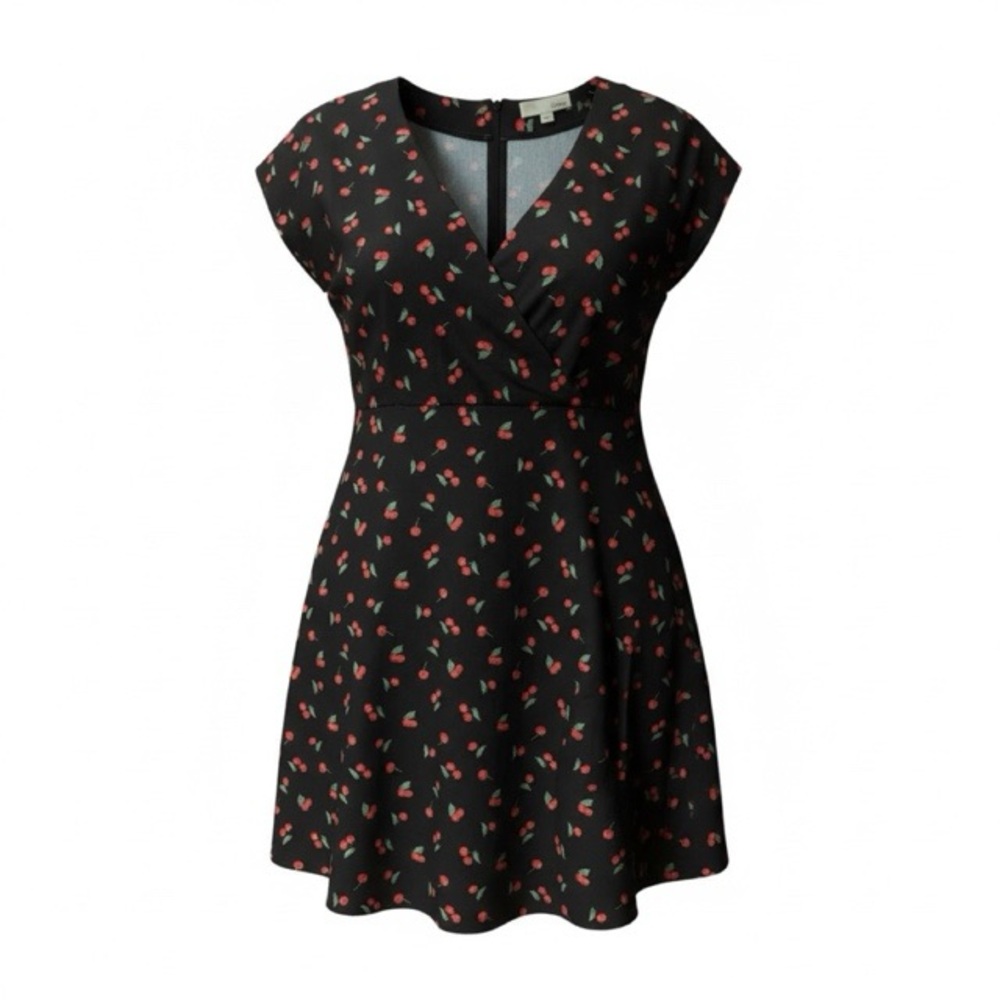 Luukse Cherry Print Faux Wrap Dress - Picture 2 of 5